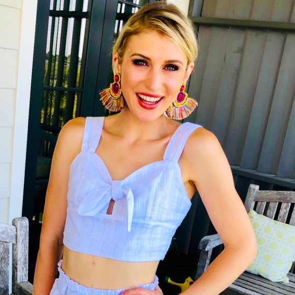 NEIMAN MARCUS Neon Orange & Turquoise Boho Hand Beaded Fringe Statement Earrings - Picture 6 of 15